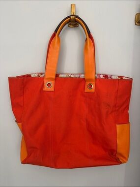 Lancome Orange Canvas Tote with Bright Orange Trim